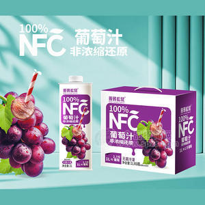 搬砖松鼠100%NFC葡萄汁果汁饮料1LX6瓶