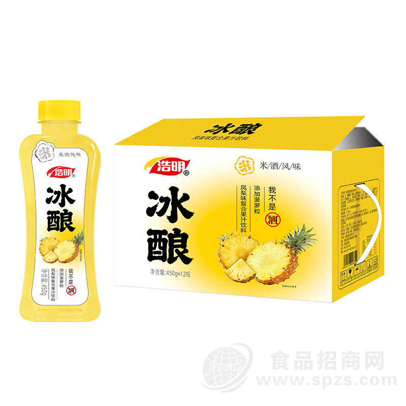浩明冰酿凤梨味米酒风味饮料450gx12瓶