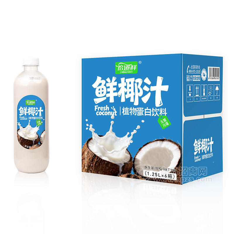 怡道鲜鲜椰汁植物蛋白饮料1.25LX6瓶