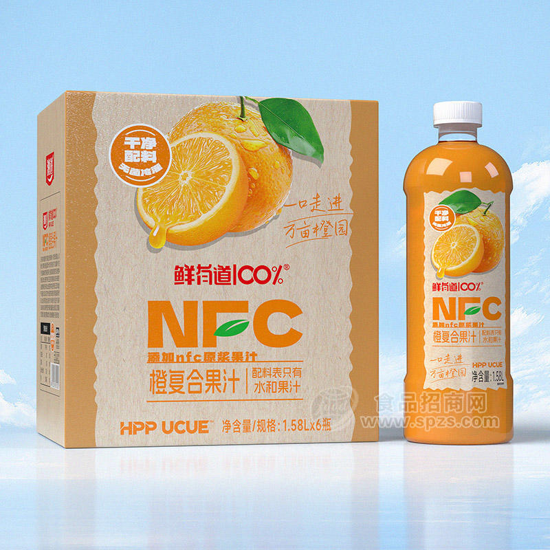 鲜有道100%NFC橙复合果汁饮料1.58LX6瓶