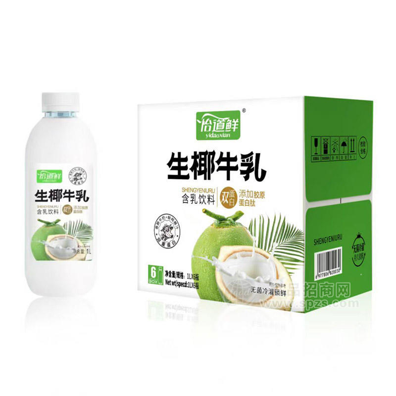 怡道鲜生椰牛乳含乳饮料1LX6瓶