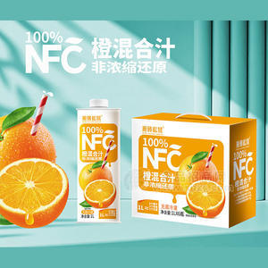 搬砖松鼠100%NFC橙混合汁果汁饮料1LX6瓶