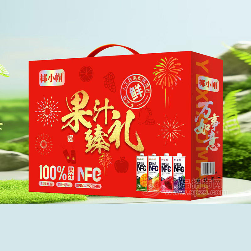 椰小帽礼盒装100%果汁饮料1.25LX4瓶 