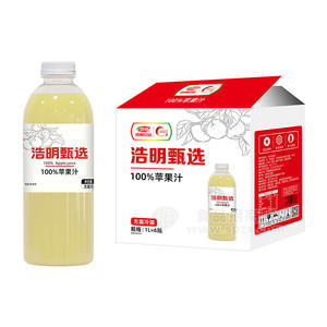 浩明甄选100%苹果汁饮料1LX6瓶