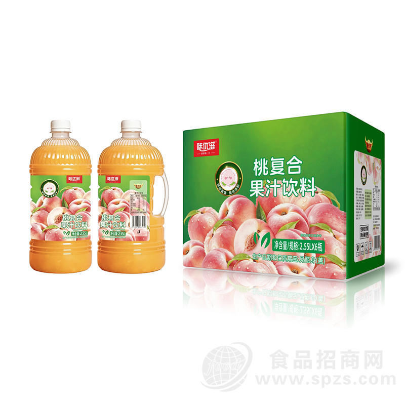 味优滋桃复合果汁饮料2.55Lx6瓶