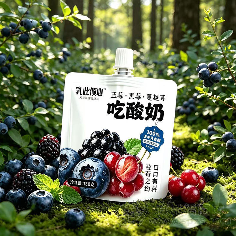 乳此倾心吃酸奶蓝莓黑莓蔓越莓酸奶130克