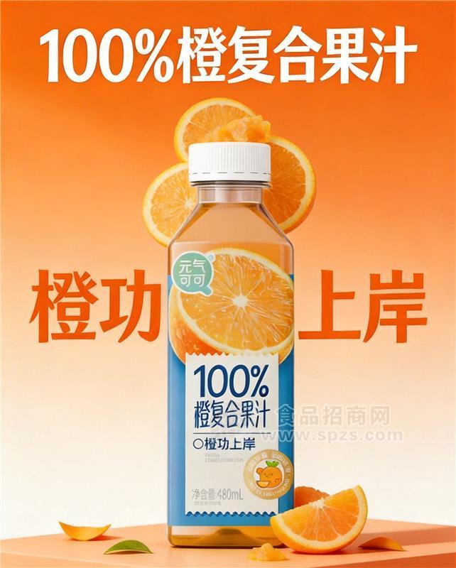 元气可可100%橙复合果汁饮料480ml100%橙汁百分百