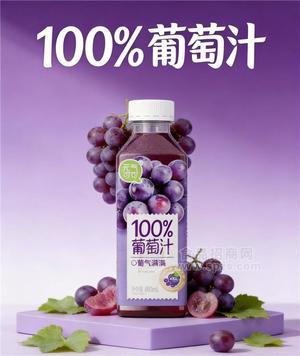 元气可可100%葡萄汁果汁饮料480ml百分百果汁方瓶