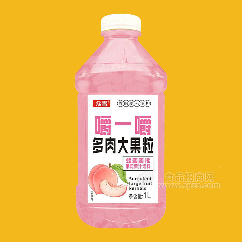 众雪蜂蜜蜜桃果粒果汁饮料1L