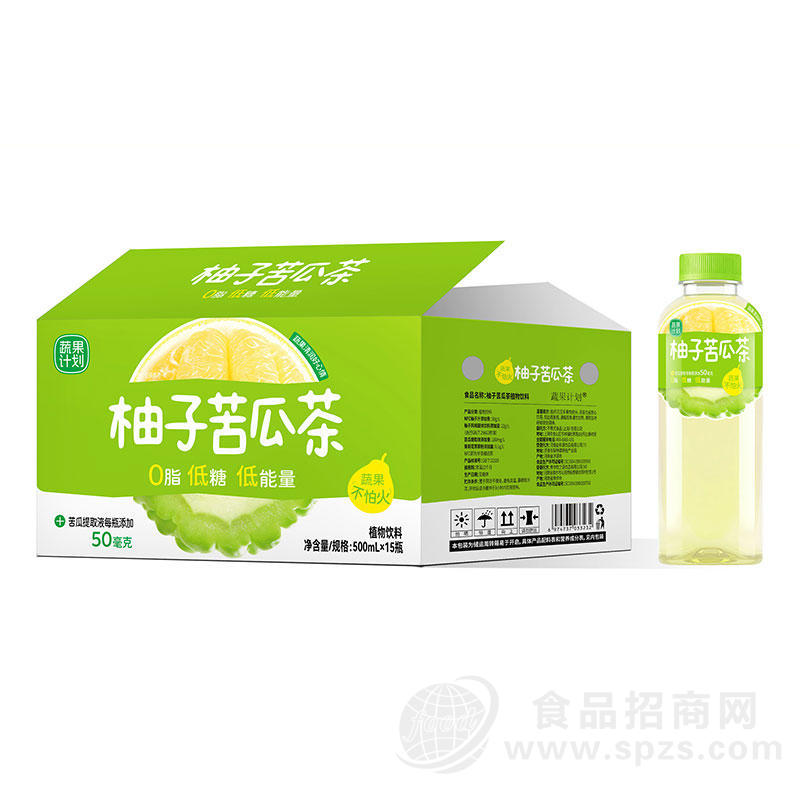 蔬果计划柚子苦瓜茶植物饮料500mlx15瓶