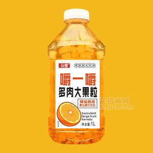 众雪蜂蜜甜橙果粒果汁饮料1L
