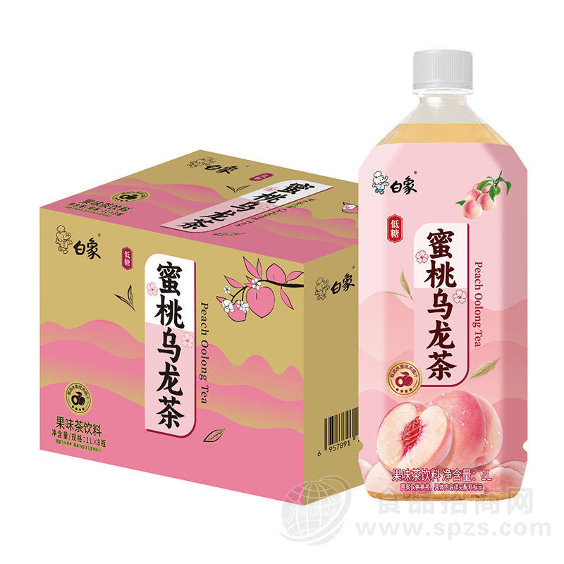 白象蜜桃乌龙茶果味茶饮料1LX8瓶