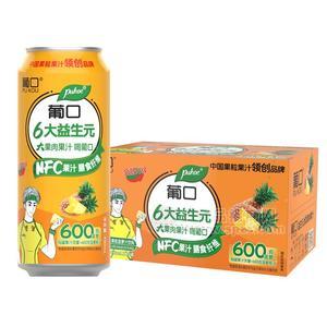 葡口6大益生元大果粒菠萝汁饮料果汁饮料490mlx15罐