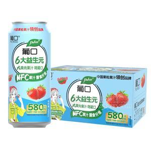 葡口6大益生元大果粒草莓汁饮料果汁饮料490mlx15罐