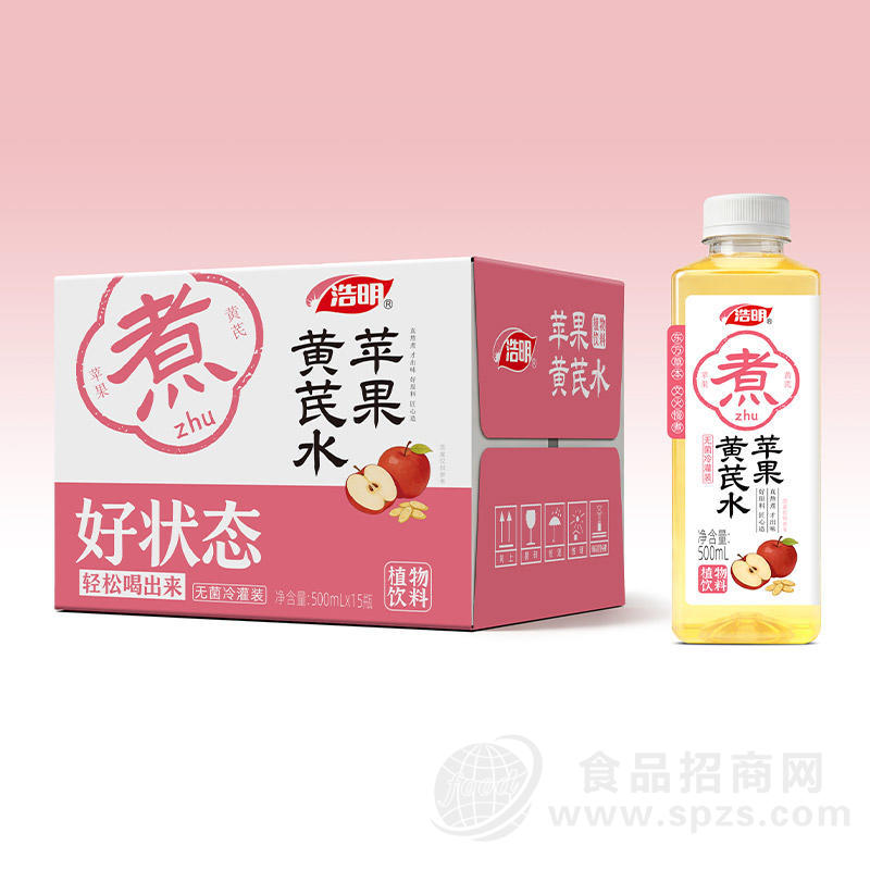 浩明苹果黄芪水植物饮料500mlx15瓶