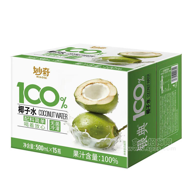 妙奇100%椰子水果汁饮料500mlx15瓶 