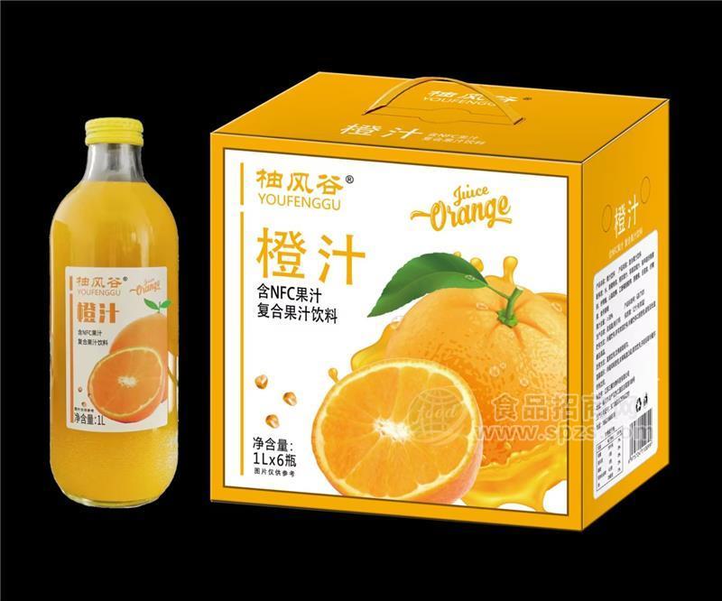 柚风谷橙汁复合果汁饮料1LX6瓶 