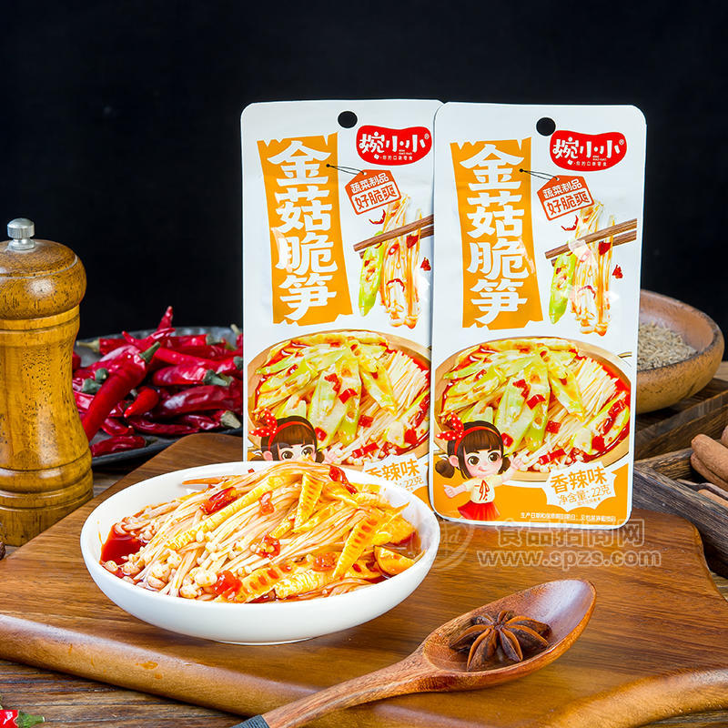 婉小小香辣味金菇脆笋小零食22g