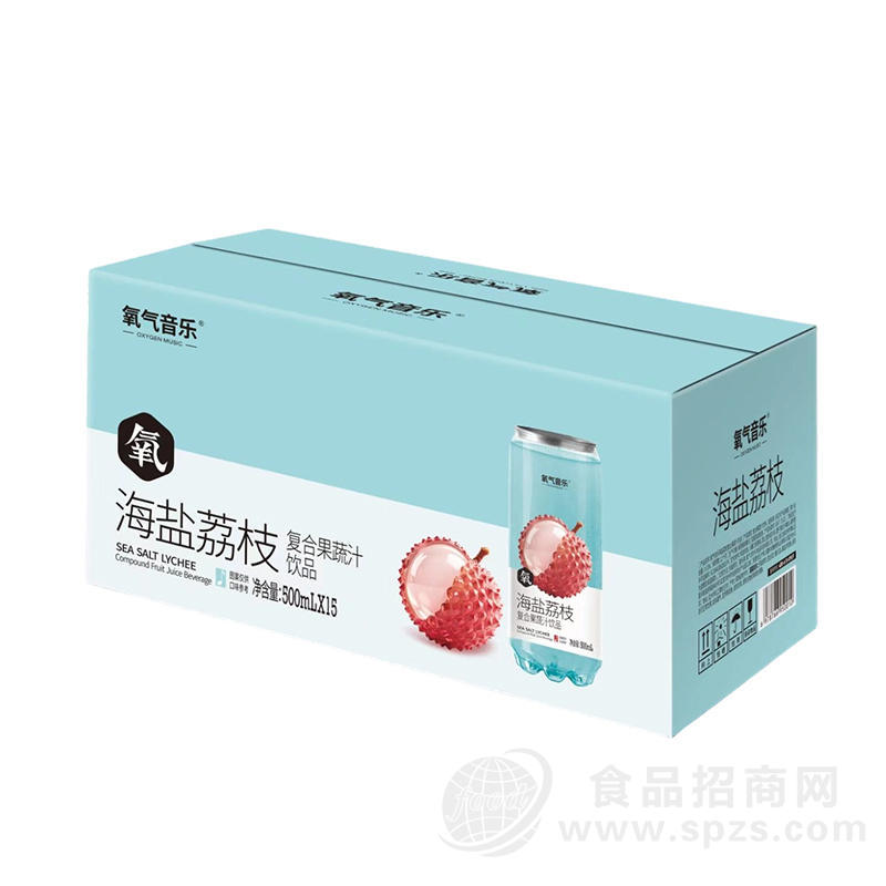 氧气音乐海盐荔枝复合果蔬汁饮品果汁饮料500mlx15罐