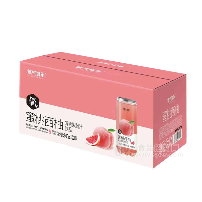 氧气音乐蜜桃西柚复合果蔬汁饮品果汁饮料500mlx15罐