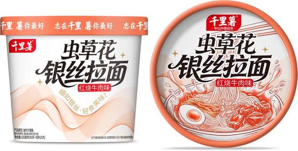 千里薯虫草花银丝拉面红烧牛肉味桶面