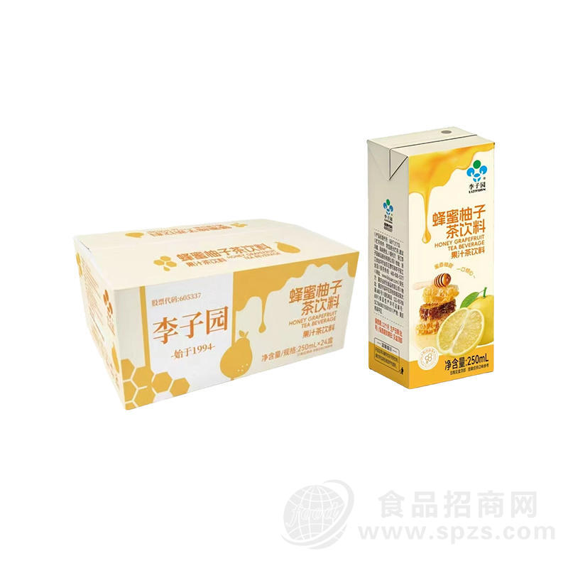 李子园蜂蜜柚子茶饮料果汁茶饮料250mlx24盒