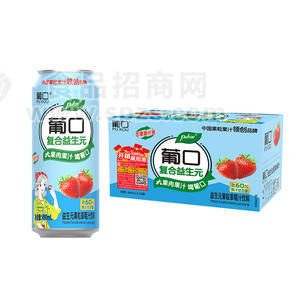 葡口益生元果粒草莓汁饮料果汁饮料490mlx15罐招商