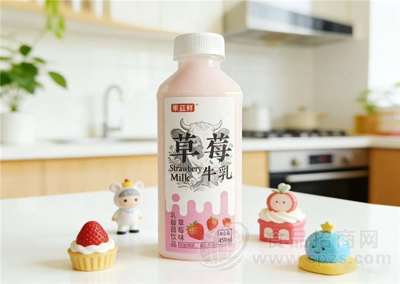 果兹鲜草莓牛乳450ml