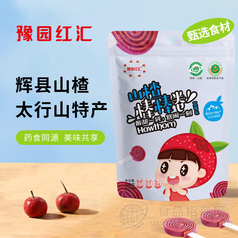 豫园红汇山楂棒棒卷蓝莓味山楂制品108g
