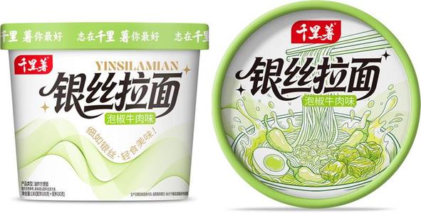 千里薯泡椒牛肉味银丝拉面桶装方便面