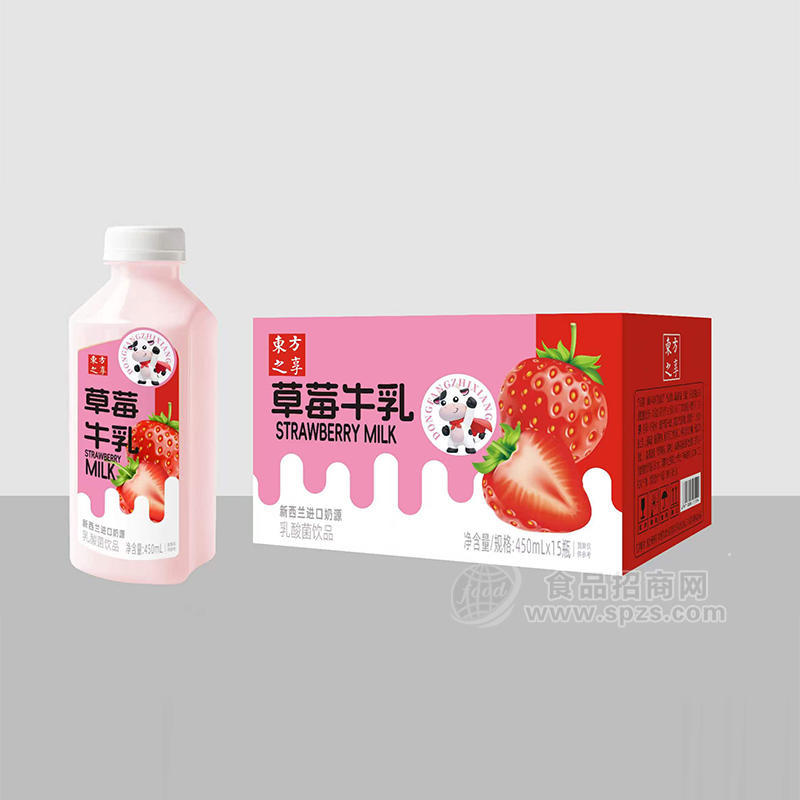 东方之享草莓牛乳乳酸菌饮品乳饮料450mlx15瓶