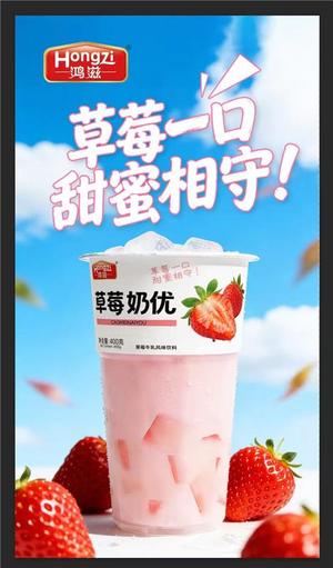 鸿滋杯装草莓果粒奶优草莓牛乳饮料