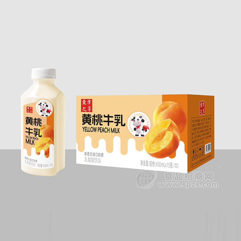 东方之享黄桃牛乳乳酸菌饮品乳饮料450mlx15瓶