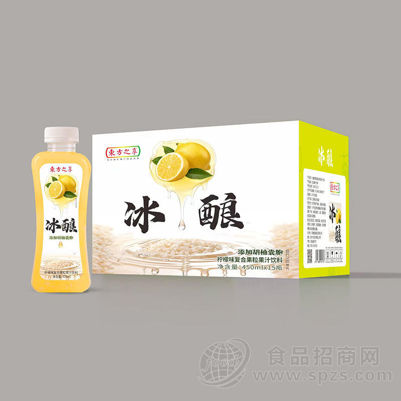 东方之享冰酿柠檬味复合果粒果汁饮料450mlx15瓶