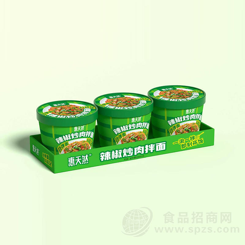 惠天然3元杯3连辣椒炒肉拌面方便面