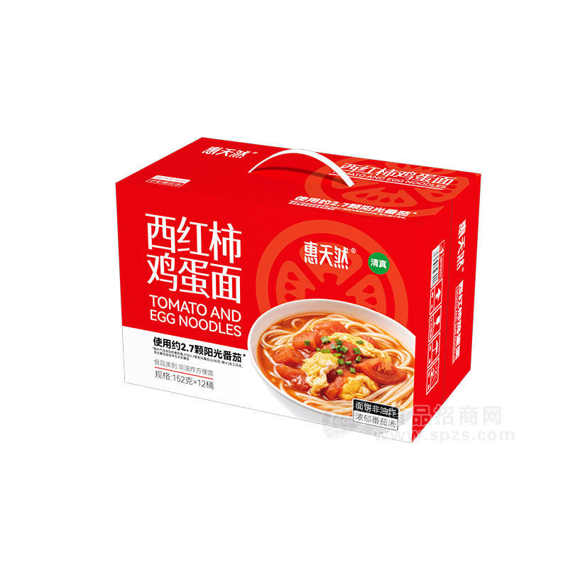惠天然西红柿鸡蛋面方便面152gx12桶