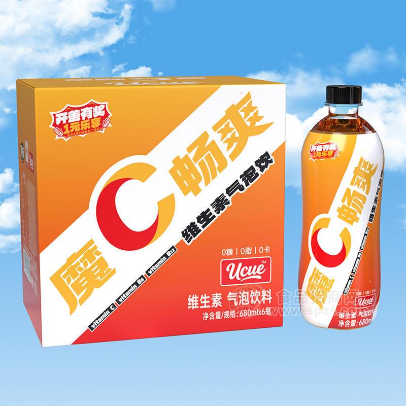 Ucue维生素气泡饮料680mlx6瓶