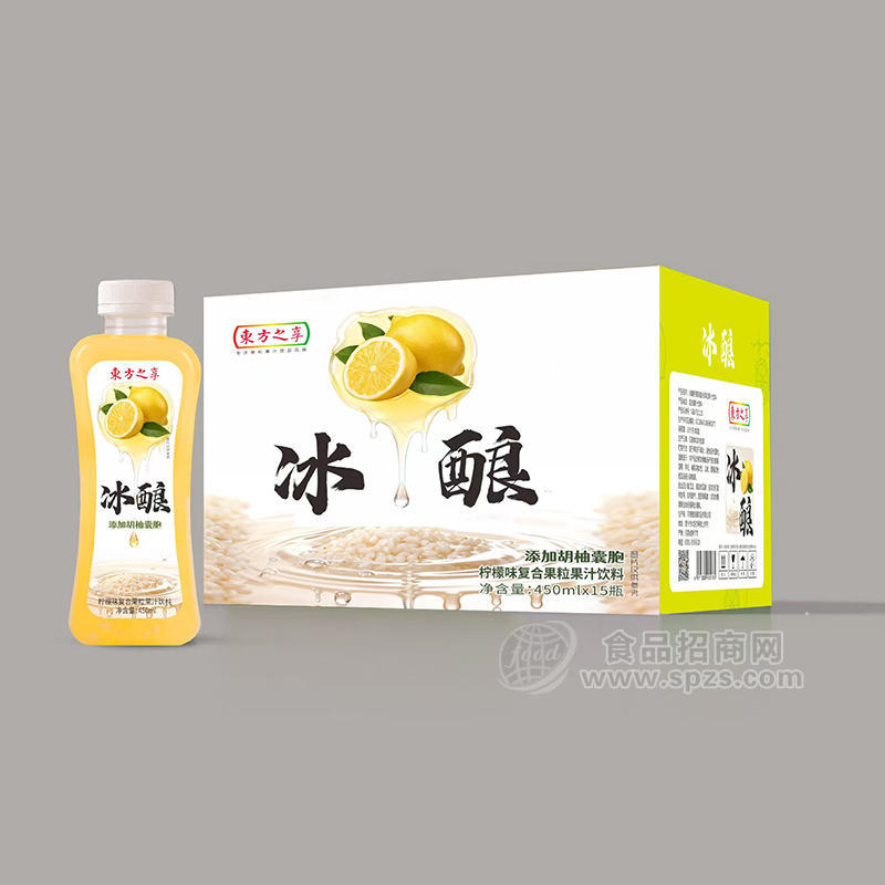 东方之享冰酿柠檬味复合果粒果汁饮料450mlx15瓶