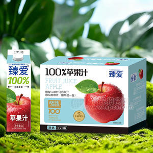 臻爱无菌灌装100%苹果汁饮料1LX8瓶