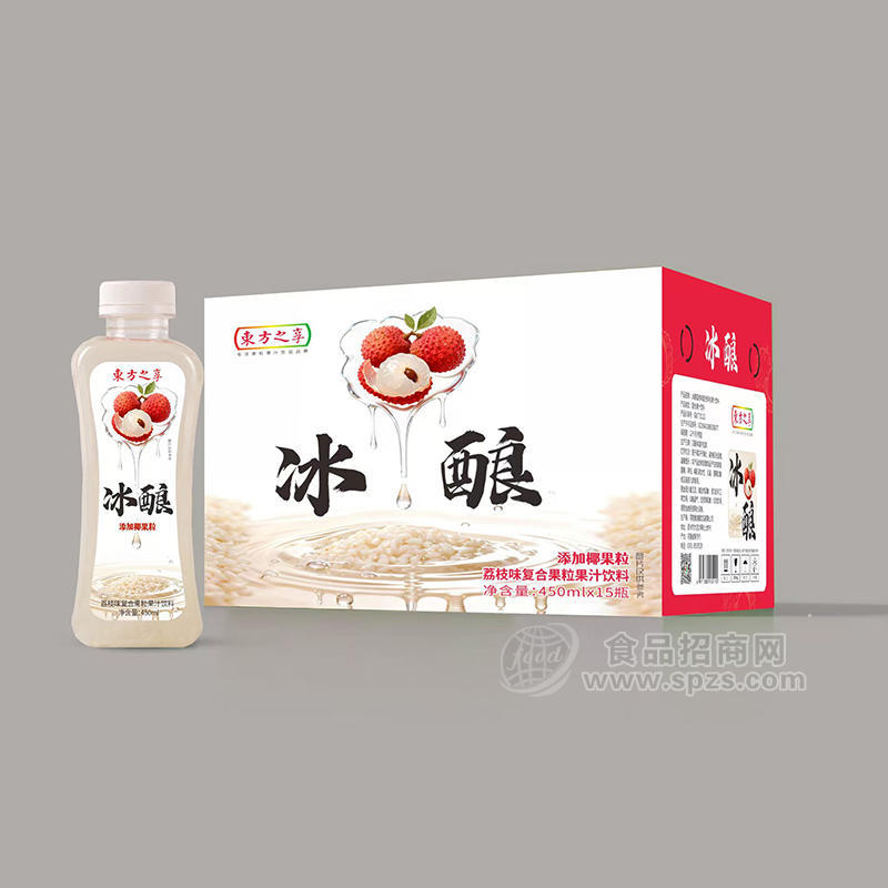 东方之享冰酿荔枝味复合果粒果汁饮料450mlx15瓶