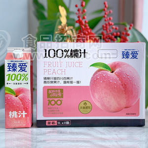 臻爱无菌灌装100%桃汁果汁饮料1Lx8瓶招商