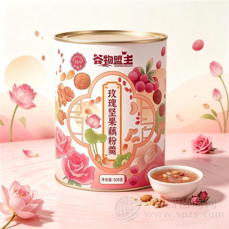 谷物盟主玫瑰坚果藕粉羹莲子粥