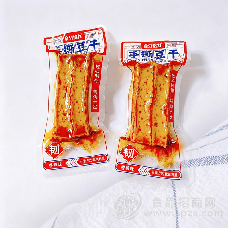 食分给力手撕豆干香辣味散称食品休闲零食