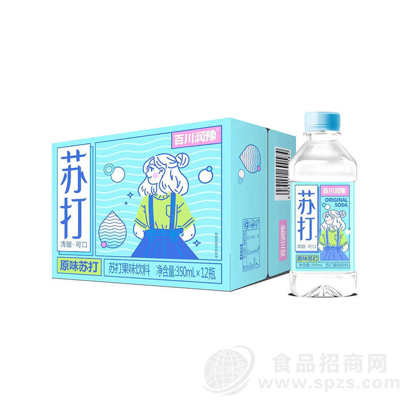 百川润豫原味苏打果味饮料350mlx12瓶
