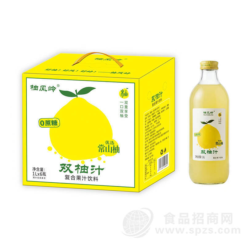 柚风岭0蔗糖双柚汁复合果汁饮料1Lx6瓶