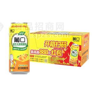 葡口益生元果粒黄桃汁饮料490ml箱装