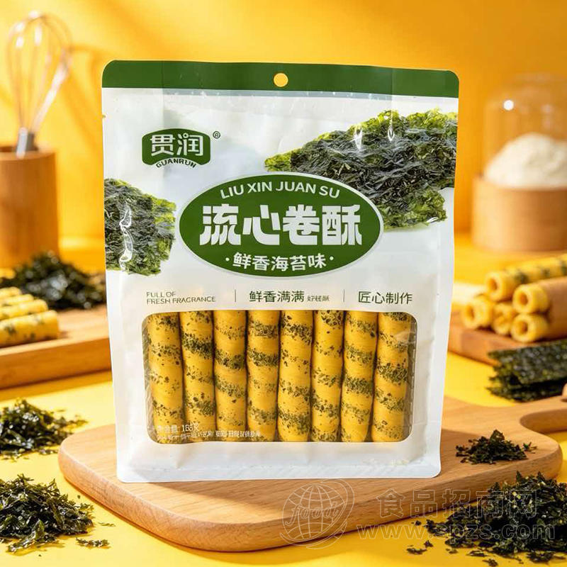 贯润流心卷酥鲜香海苔味蛋卷188克