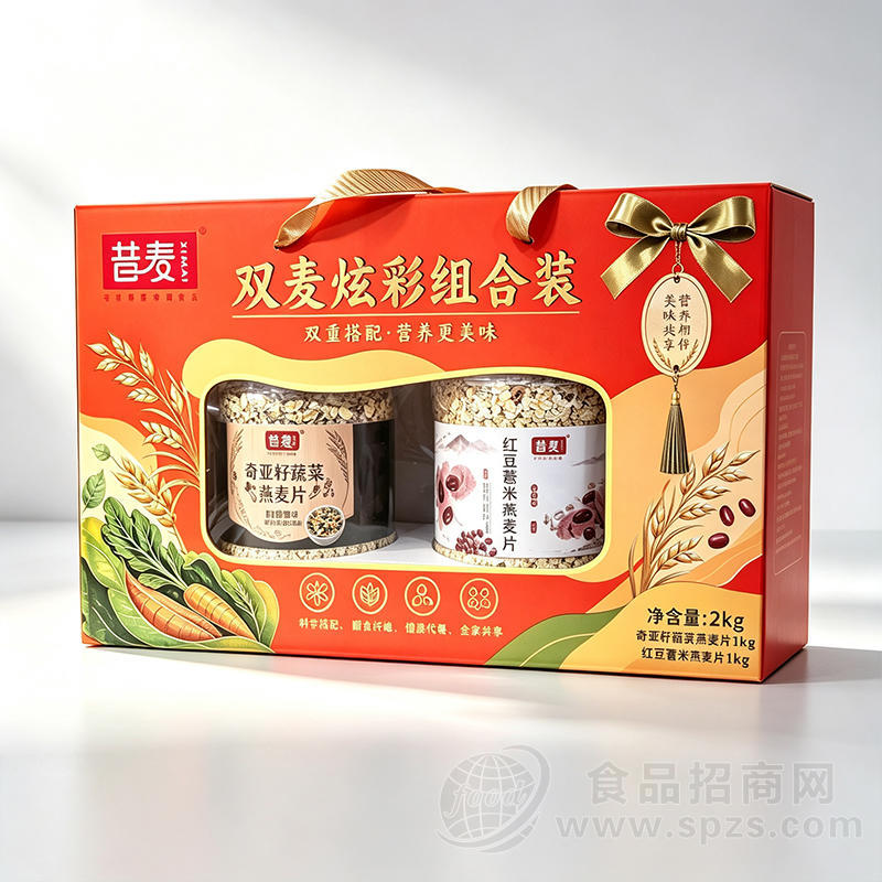 昔麦双麦炫彩组合装燕麦片2千克