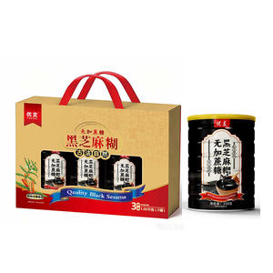 优支无加蔗糖黑芝麻糊方便食品350克x3罐礼盒装
