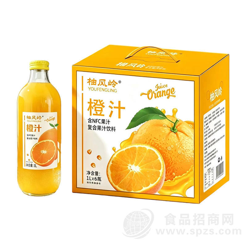 柚风岭橙汁复合果汁饮料1Lx6瓶